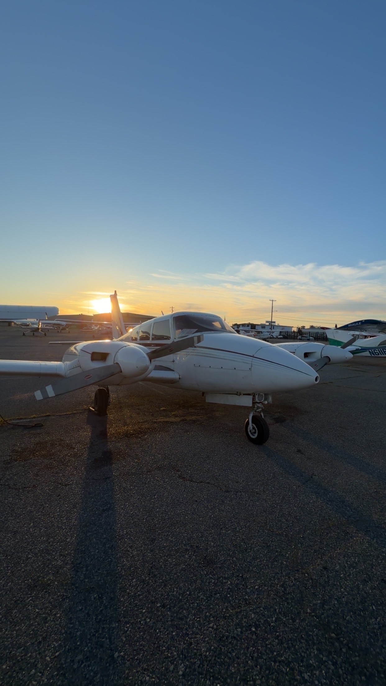 Twin Comanche at sunset